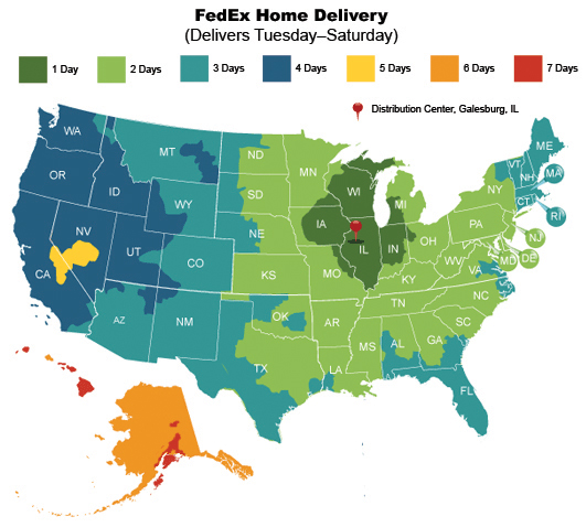 US FedEx Home Delivery Map