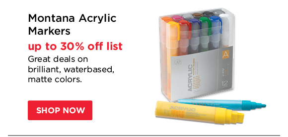 Montana Acrylic Markers - up to 30% off list - Great deals on brilliant, waterbased, matte colors.