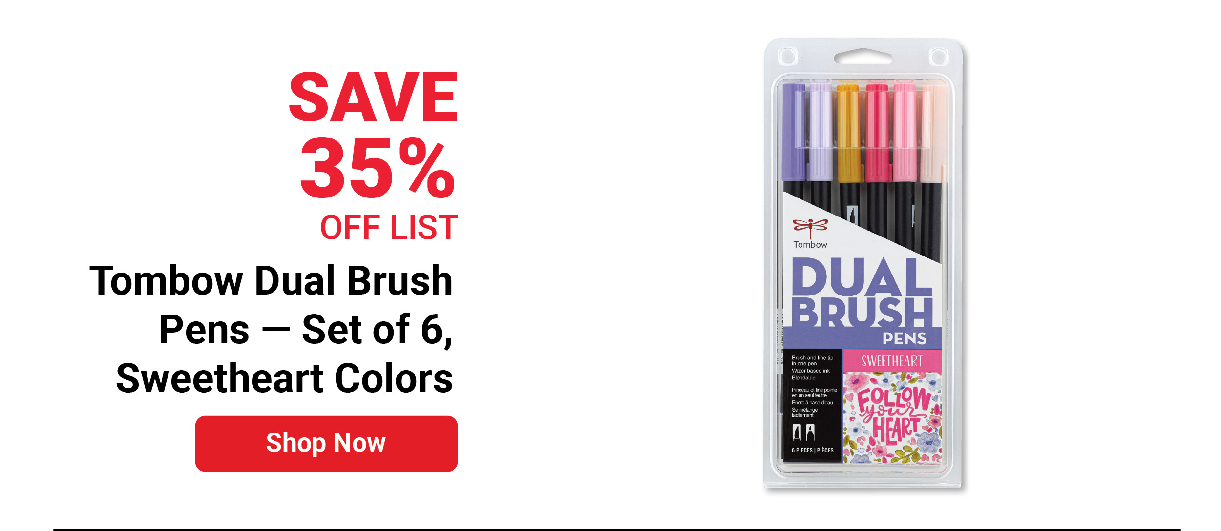 Tombow Dual Brush Pens - Set of 6, Sweetheart Colors