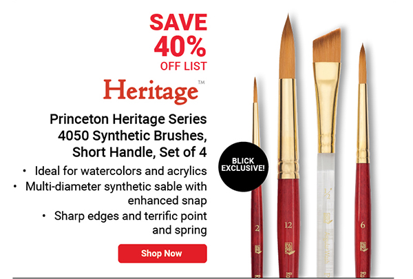 BLICK Exclusive! Heritage Synthetic Brushes, Short Handle, Set of 4