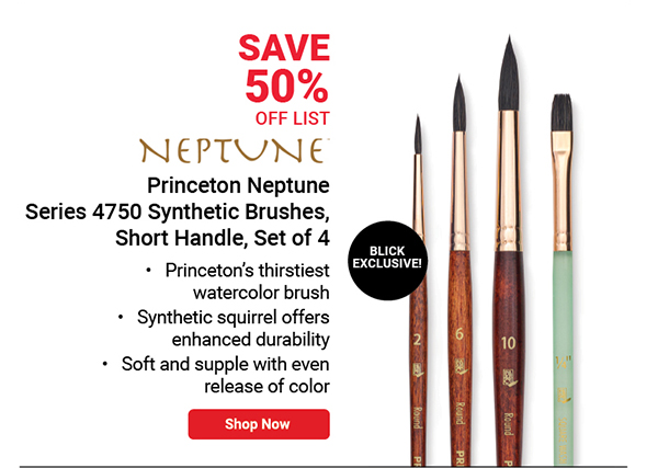 BLICK Exclusive! Neptune Synthetic Brushes, Short Handle, Set of 4