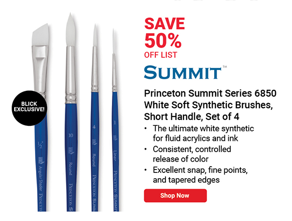 BLICK Exclusive! Princeton Summit Series 6850 White Soft Synthetic Brushes, Set of 4