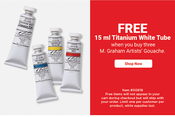 FREE 15 ml Titanium White tube when you buy three M. Graham Artists' Gouache.