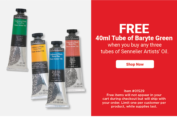 FREE 40ml tube of Baryte Green when you buy any three tubes of Sennelier Artist Oil.