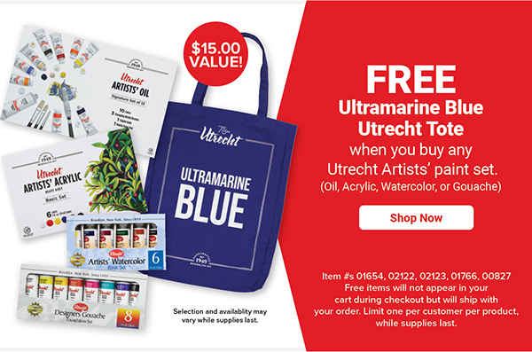 Free! Ultramarine Utrecht Tote when you buy any Utrecht paint set.