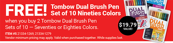 FREE! Tombow Dual Brush Pen Set of 10 Nineties Colors when you buy 2 Tombow Dual Brush Pen Sets of 10 - Seventies or Eighties