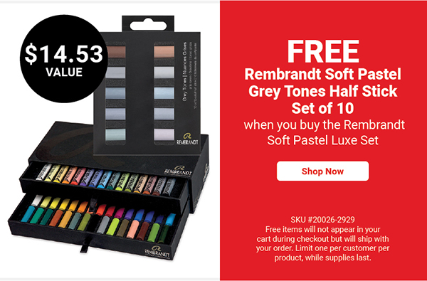 FREE Rembrandt Soft Pastel 10-Color Grey Tones Half Stick Set when you buy the Rembrandt Soft Pastel Luxe Set