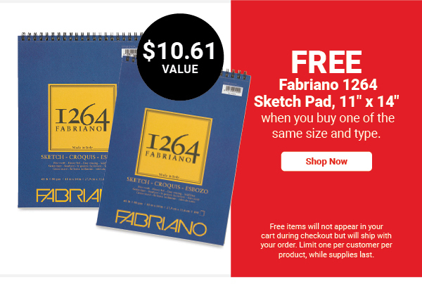 FREE! 11" x 14" Fabriano 1264 Sketch Pad when you buy one of the same size and type.