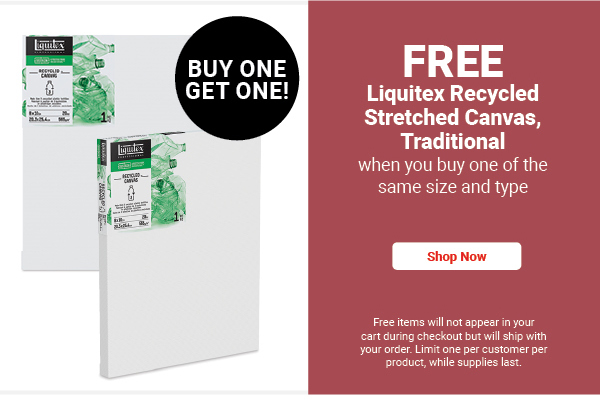 Free Liquitex Recycled Stretched Canvas, Traditional when you buy one of the same size and type.