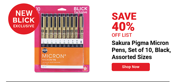 Sakura Pigma Micron Pens - BLICK Exclusive! Set of 10, Black, Assorted Sizes