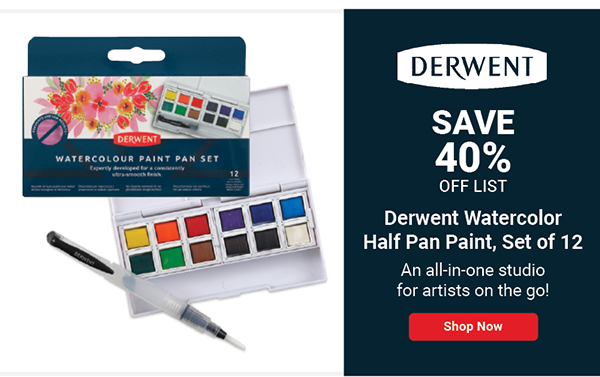 Derwent Watercolor Half Pan Paint - Set of 12, Assorted