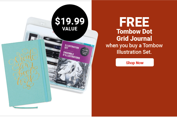 FREE! Tombow Dot Grid Journal when you buy a Tombow Illustration Set.