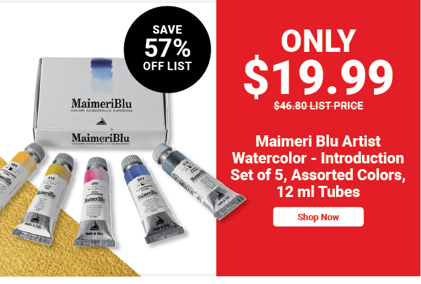 Maimeri Blu Artist Watercolor - Introduction Set of 5, Assorted Colors, 12 ml Tubes