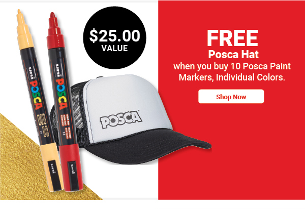 Free Posca Hat when you buy 10 Posca Paint Markers, Individual Colors.