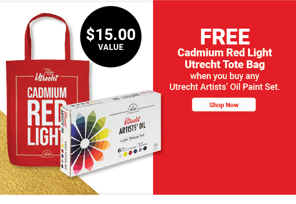 Free Cadmium Red Light Utrecht Tote Bag when you buy any Utrecht Artists' Oil Paint Set.