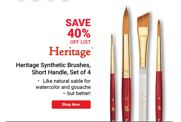 Princeton Series 4050 Heritage Synthetic Sable Brush Set- Blick Exclusive, Set of 4