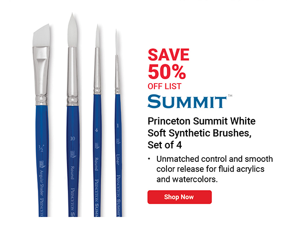 Princeton Summit 6850 White Synthetic Brushes - Set of 4