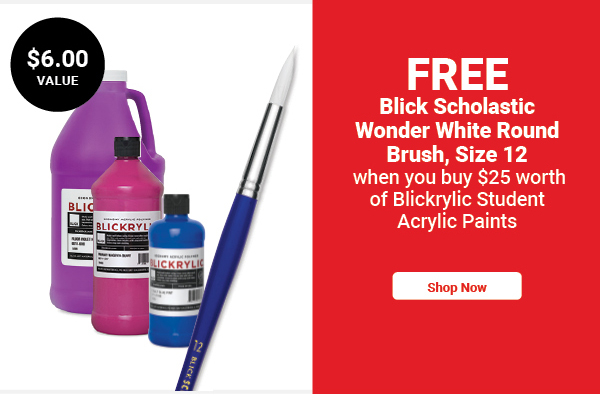 Free! Blick Scholastic Wonder White Brush - Round, Long Handle, Size 12 (05381-1012) when you buy $25 worth of Blickrylic Student Acrylic Paints