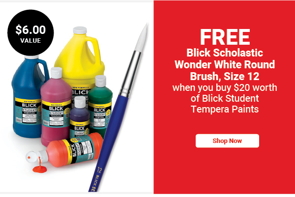 Free! Blick Scholastic Wonder White Brush - Round, Long Handle, Size 12 when you buy $20 worth of Blick Student Tempera Paints