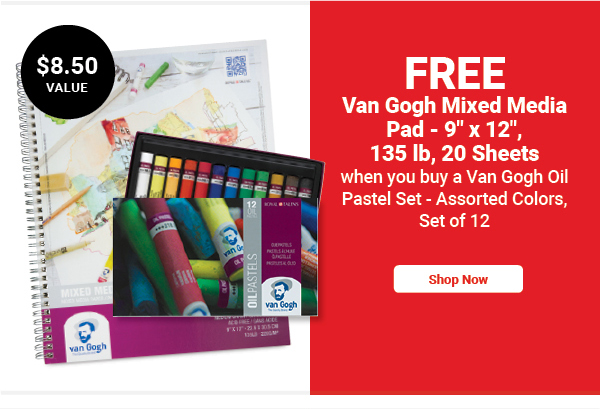 FREE! Van Gogh Mixed Media Pad - 9" x 12", 135 lb, 20 Sheets when you buy a Van Gogh Oil Pastel Set - Assorted Colors, Set of 12