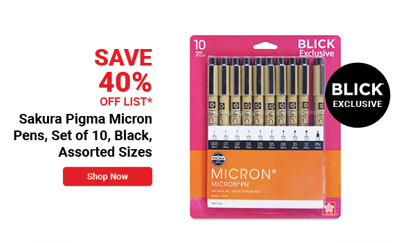 Sakura Pigma Micron Pens - Set of 10, Black, Fine and Bold Sizes