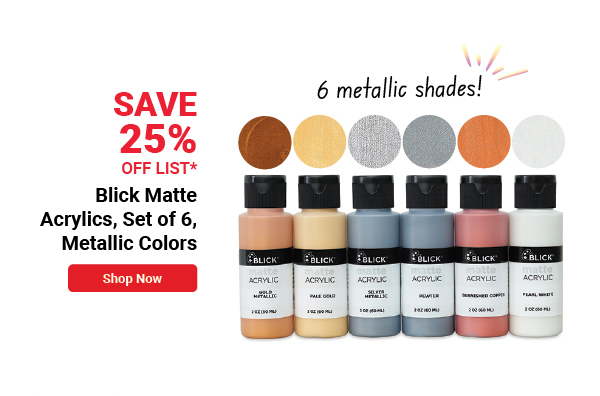 Blick Matte Acrylics - Set of 6, Metallic Colors, 2 oz