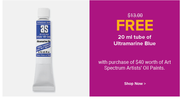 FREE 20 ml tube of Ultramarine Blue with purchase of $40 worth of Art Spectrum Artists' Oil Paints.