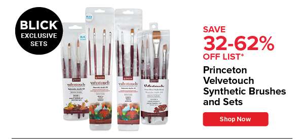 Princeton Velvetouch Synthetic Brushes and Sets