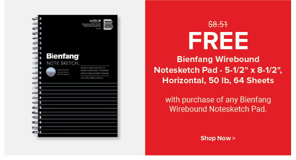 FREE! Bienfang Wirebound Notesketch Pad - 5-1/2" x 8-1/2", Horizontal, 50 lb, 64 Sheets with purchase of ANY Bienfang Wirebound Notesketch Pads.
