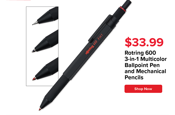 Rotring 600 3-in-1 Multicolor Ballpoint Pen and Mechanical Pencils