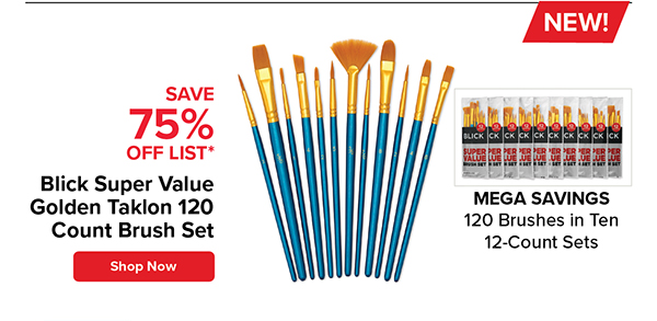 Blick Super Value Golden Taklon 120 Count Brush Set
