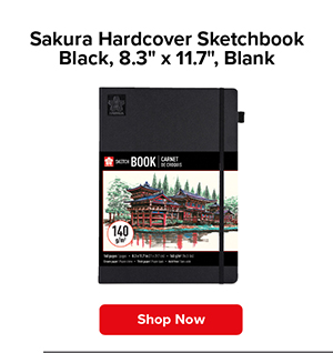 Sakura Hardcover Sketchbook - Black, 8.3" x 11.7", Blank