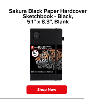 Sakura Black Paper Hardcover Sketchbook - Black, 5.1" x 8.3", Blank
