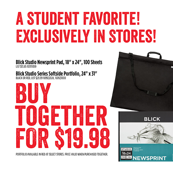 A Student Favorite! Exclusively in Stores - Blick Studio Newsprint Pad, 100 Sheets - Blick Studio Series Softside Portfolio, 24" x 31" - Buy together for $19.98