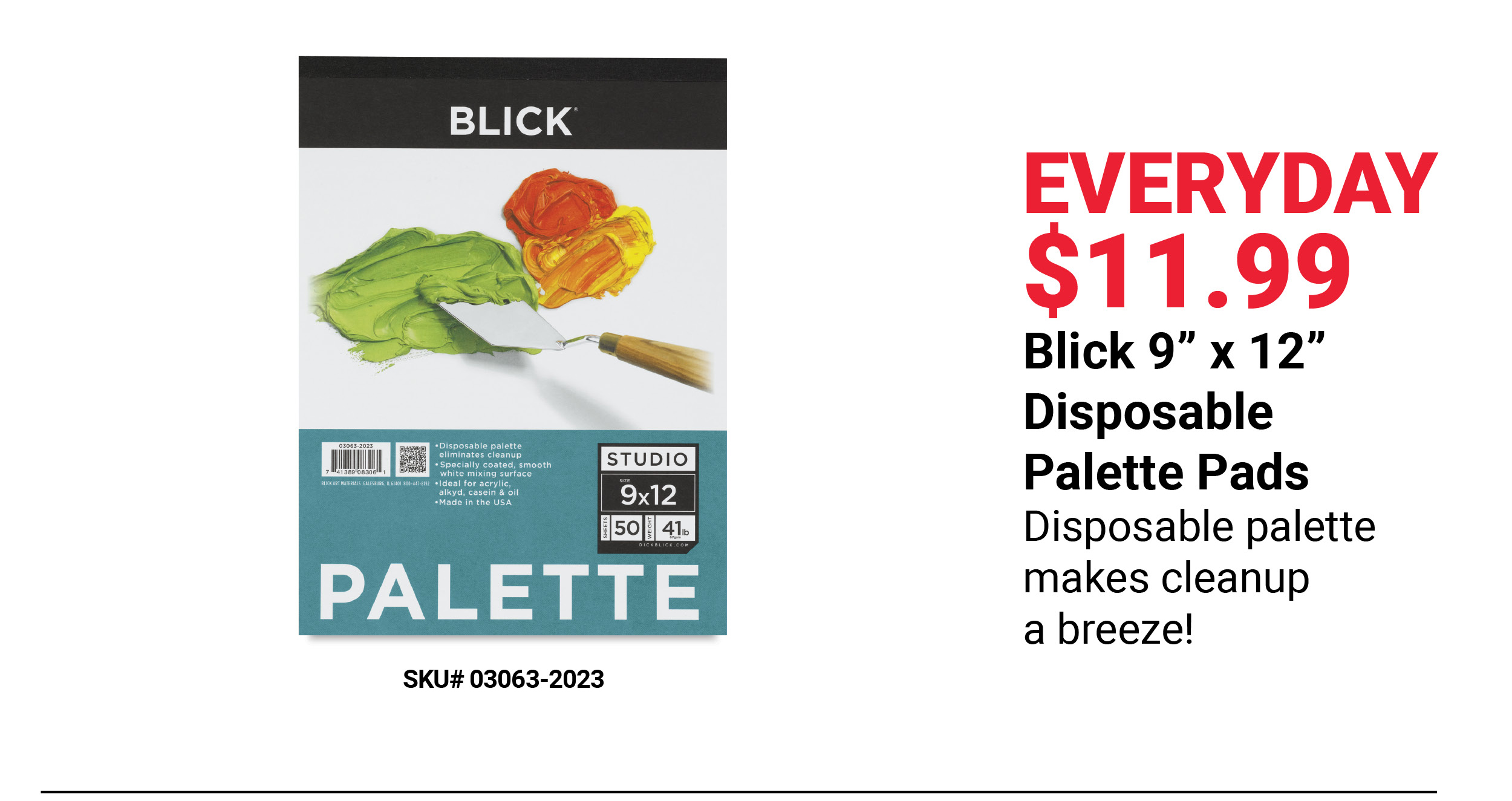 Blick 9"x12" Disposable Palette Pads Everyday $11.99