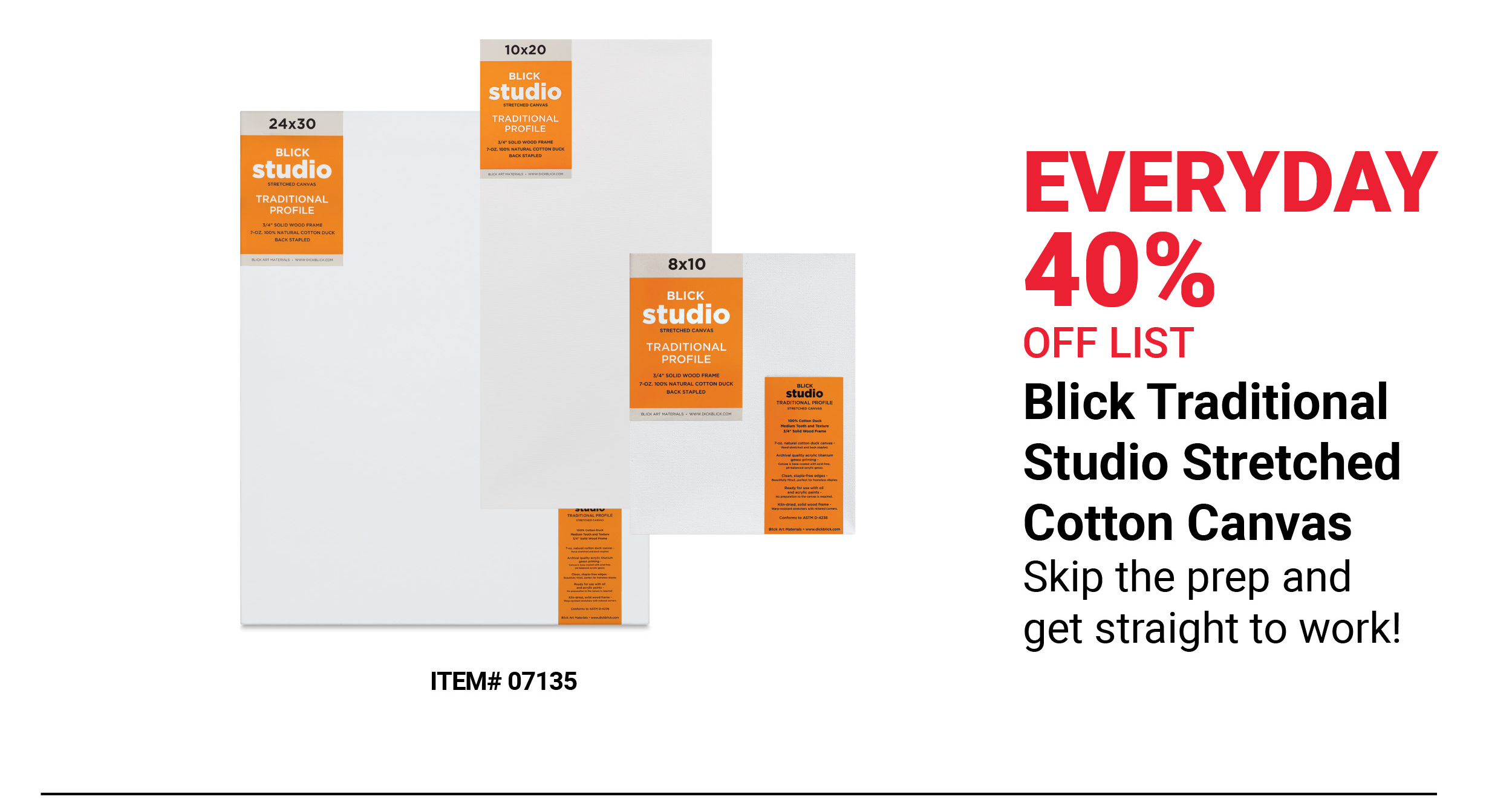 Blick Traditional Studio Stretched Cotton Canvas Everyday 40% Off List