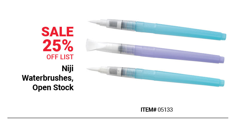Niji Waterbrushes, Open Stock Sale 25% Off List