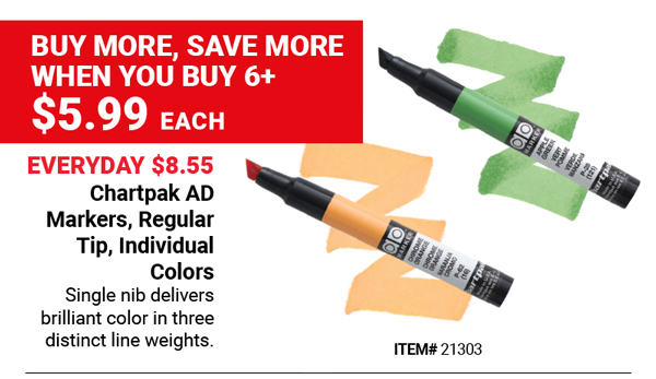 Chartpak AD Markers, Regular Tip, Individual Colors Everyday $8.55