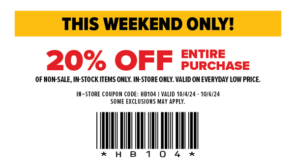 This weekend only 20% Off Entire Purchase!