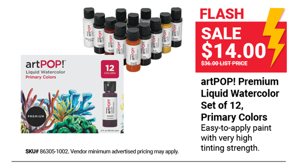 artPOP! Premium Liquid Watercolor Set of 12, Primary Colors Flash Sale $14.00