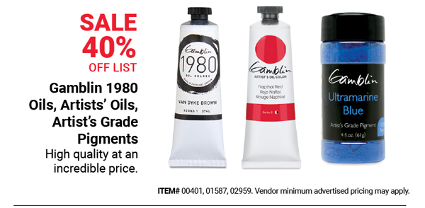 Gamblin 1980 OIls, Artists' Oils, Artists' Grade Pigments Sale 40% Off List