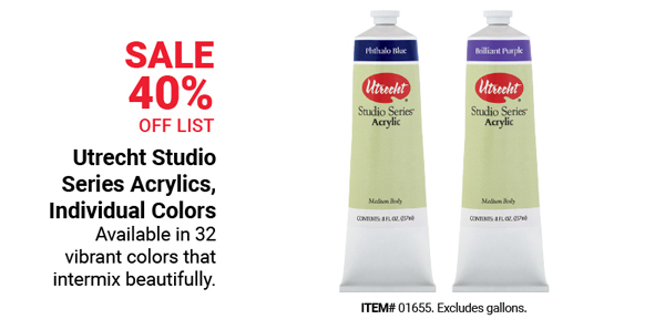 Utrecht Studio Series, Acrylics, Individual Colors Sale 40% Off List