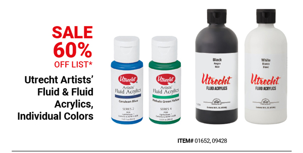 Utrecht Artists' Fluid & Fluid Acrylics, Individual Colors Sale 60% Off List