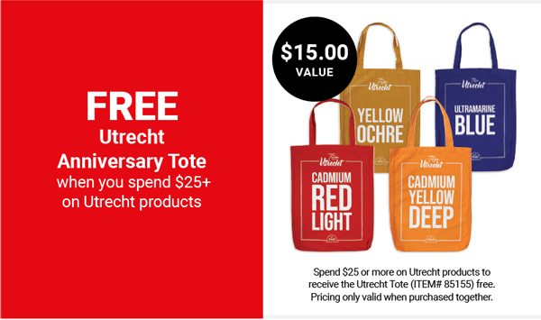 FREE Utrecht Anniversary Tote when you spend $25+ on Utrecht products