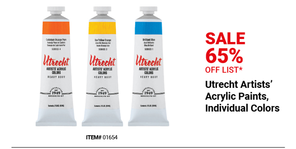 Utrecht Artists' Acrylics Paints, Individual Colors Sale 65% Off List*