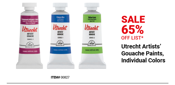 Utrecht Artists Gouache Paints, Individual Colors Sale 65% Off List*
