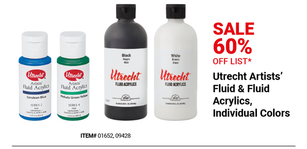 Utrecht Artists' Fluid & Fluid Acrylics, Individual Colors Sale 60% Off List*