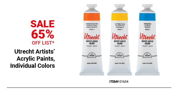 Utrecht Artists' Acrylics Paints, Individual Colors Sale 65% Off List*