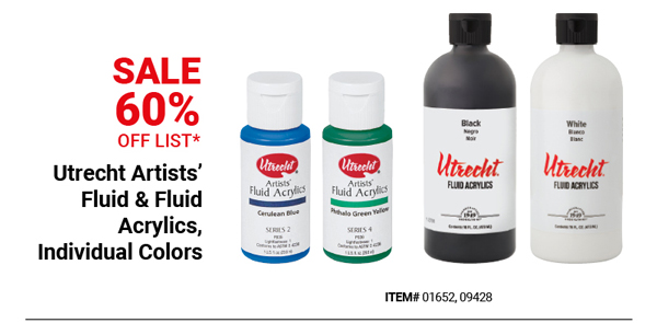 Utrecht Artists' Fluid & Fluid Acrylics, Individual Colors Sale 60% Off List*