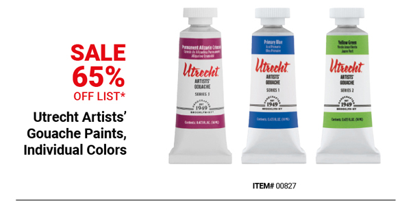 Utrecht Artists' Gouache Paints, Individual Colors Sale 65% Off List*
